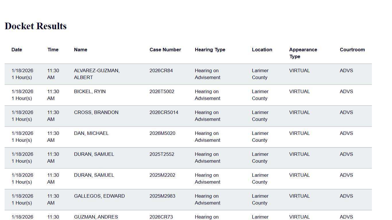 Docket Print Results | Colorado Judicial Branch